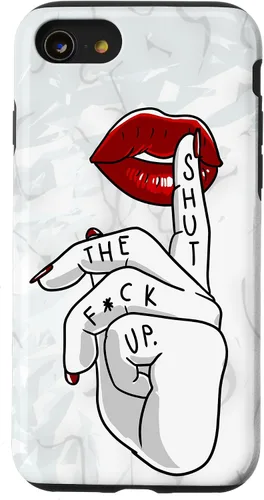 Vista 18 de STFU - Funda de regalo para iPhone 17 con texto en inglés "Lips Cool Swear Words Cussin Saying Women Bad Girs