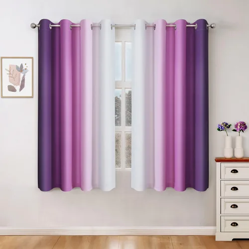 Vista 26 de HOMEIDEAS Cortinas Blackout Negras Ombré de 52 x 63 Pulgadas de Largo Degradado Oscurecimiento de Habitación Aislamiento Térmico Ahorro de Energía