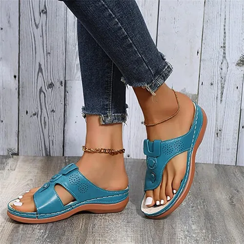 Vista 40 de Ladmiple Sandalias ortopédicas florales de moda 2023 con soporte de arco, zapatillas romanas casuales con puntera abierta