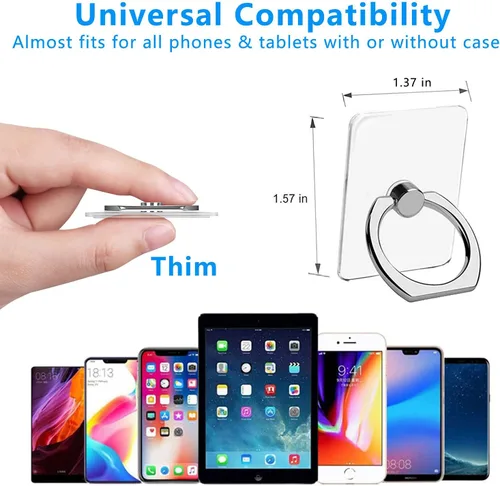Vista 2 de VOVIGGOL Soporte de anillo para teléfono celular, 5 unidades, soporte de anillo transparente para teléfono, soporte de dedo con rotación de 360