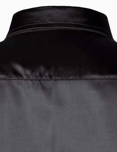 Vista 5 de ZEROYAA Camisas de vestir con botones de satén de seda brillante para hombre