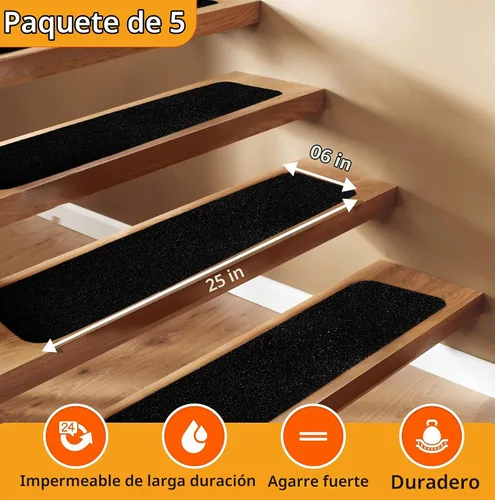 Vista 3 de Cinta de agarre antiderrapante de primera calidad, de grado comercial y de adhesión resistente de 6 x 24 pulgadas para seguridad de escaleras