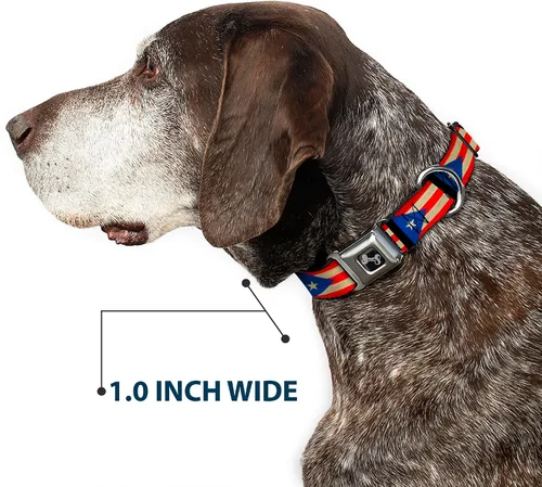 Vista 6 de Hebilla para cinturón de seguridad con cuello de perro, bandera de Puerto Rico desgastada de 9 a 15 pulgadas de ancho 1.0 Inch Wide, Durable Nylon