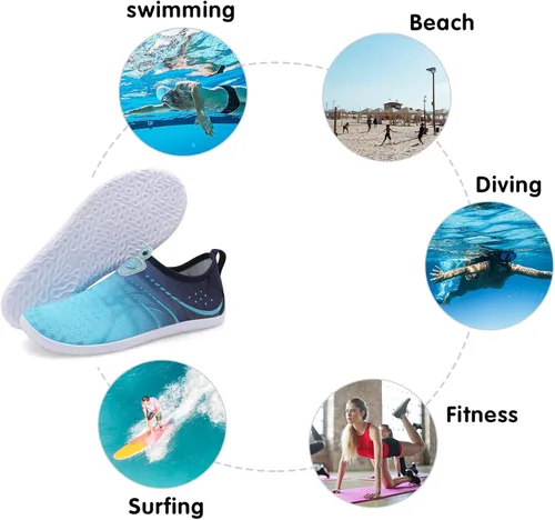 Vista 5 de Spesoul Zapatos acuáticos transpirables de secado rápido para mujer y hombre, calcetines acuáticos suaves para senderismo, natación, playa, surf