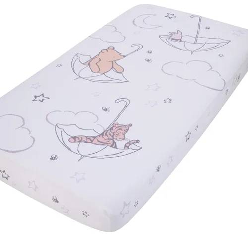 Vista 5 de Disney Mickey Mouse - Sábana bajera ajustable para cuna, color gris, marfil y negro