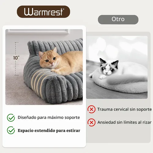 Vista 2 de Sofá de gato para mascotas, bonita cama para gatos de interior Gris claro