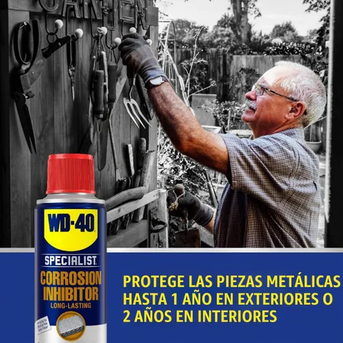 Vista 3 de Spray inhibidor de corrosión a largo plazo WD-40, 6.5 onzas., 1 Spray antioxidante para proteger piezas metálicas en entornos extremos