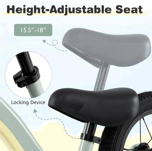 Vista 12 de BABY JOY Bicicleta de equilibrio de 12 pulgadas, marco de aleación de magnesio con asiento ajustable, manubrio giratorio de 360° y neumáticos