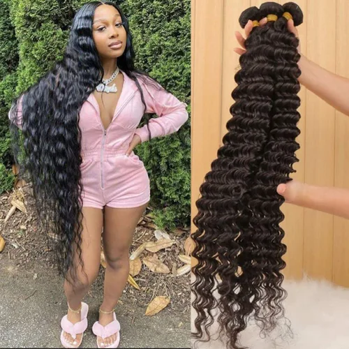 Vista 33 de Paquetes de Cabello Humano de Ondas Profundas （12 14 16 ）12A 100% Sin Procesar Cabello Humano Virgen Brasileño Profundo Rizado Tejido de Cabello