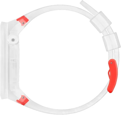 Vista 4 de Swatch Reloj central de esqueleto blanco naranja en jalea SO27E102 Movimiento de cuarzo