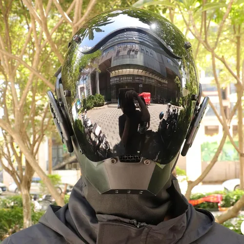 Vista 3 de Máscara de casco punk para hombre, máscaras de Halloween, cosplay, gótico, futurista, máscara de tecnología, accesorios de fiesta de disfraces