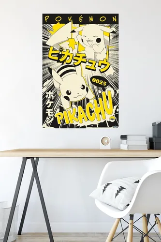 Vista 4 de Pokémon - Póster de pared de anime Pikachu, 34 pulgadas de largo x 22.4 pulgadas de ancho, versión sin marco