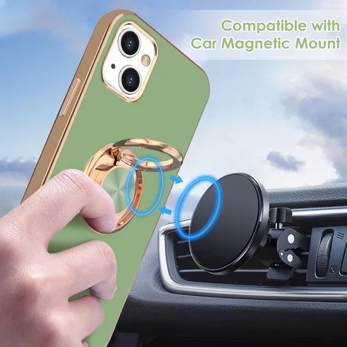 Vista 5 de Hython Funda para iPhone 13 con soporte de anillo [soporte de anillo giratorio de 360° con soporte magnético] [Soporte de montaje en automóvil]