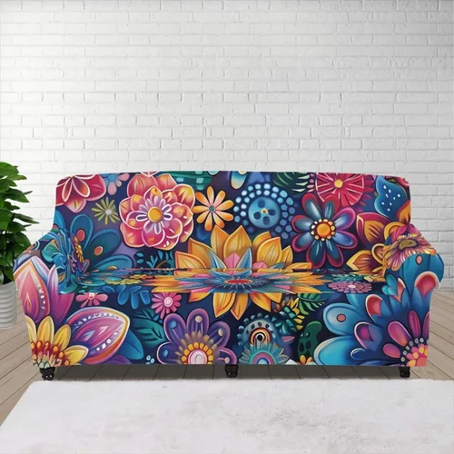 Vista 18 de Boatee Fundas de sofá de 1 pieza con diseño de copo de nieve azul, fundas elásticas para sofá, 1 cojín, protección de muebles, decoración para sala