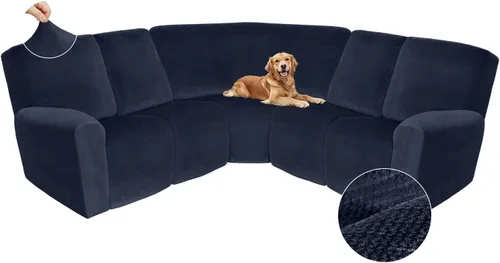 Vista 69 de Arfntevss Fundas de sofá seccional reclinable de terciopelo, Funda de sofá seccional de esquina para sofá reclinable, Funda elástica suave
