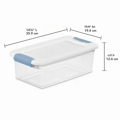 Vista 2 de Sterilite - Paquete de 12 contenedores de almacenamiento con pestillo para debajo de la cama, con tapas, de plástico transparente, 6 cuartos