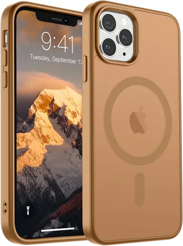 Vista 15 de SUPFINE Funda magnética para iPhone 11 Pro Max (compatible con MagSafe) (protección contra caídas de grado militar), delgada, translúcida mate, a