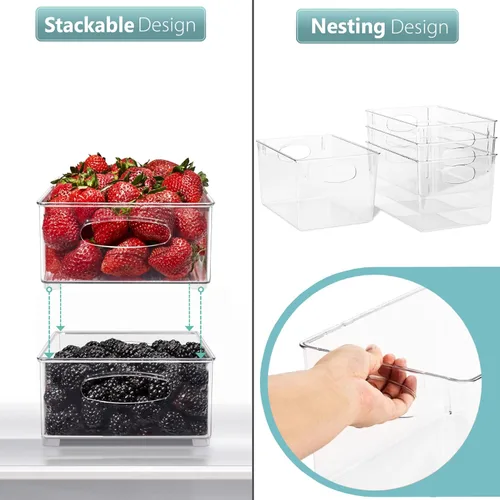 Vista 4 de Sorbus Juego de 8 organizadores transparentes para refrigerador, contenedores para refrigerador y despensa para organizar alimentos, 2 tamaños