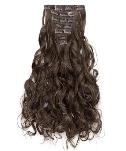Vista 18 de OneDor® Extensiones de cabello sintético rizado de 20 pulgadas, 7 unidades, 4.53 oz (#99J rojo vino)