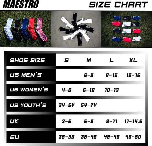 Vista 6 de Maestro Grip Socks - Calcetines antideslizantes para hombres y mujeres - Calcetines antideslizantes para fútbol, fútbol, baloncesto, hockey