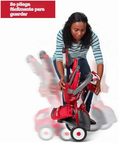 Vista 5 de Radio Flyer Deluxe EZ Fold Stroll 'N Trike - Triciclo 4 en 1, color rojo
