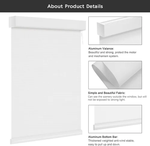 Vista 5 de Changshade Persianas enrollables solares motorizadas de tamaño personalizado para ventanas, persianas enrollables inalámbricas con filtro de luz