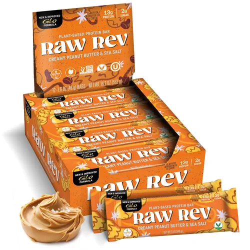 Vista 12 de Raw Rev Glo Vegan - barras de proteínas sin gluten Vegan & Dairy-Free Protein Bar Gluten-Free Plant-Based No Sugar Alcohols Kosher