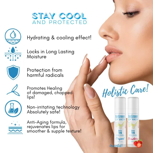 Vista 3 de IceCream Bálsamos labiales con protector solar, protector solar para labios, protector solar resistente al agua para labios, cuidado de labios