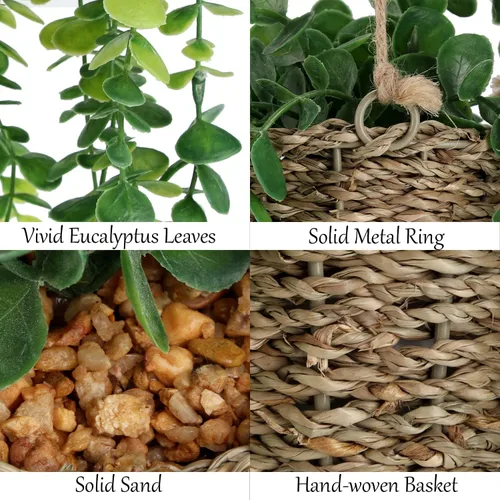 Vista 3 de Nisoger Plantas colgantes artificiales pequeñas plantas falsas en maceta, plantas de imitación para interiores y exteriores, estética, oficina, sala