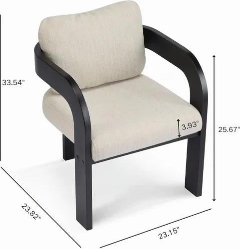Vista 2 de Christopher Knight Home Yorick - Juego de 2 sillas de comedor modernas con cojín, juego de sillones de comedor de madera maciza, respaldo curvado
