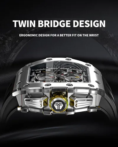 Vista 3 de TSAR BOMBA Mens Watches Luxury Tonneau Watches for Men Waterproof 50M Analog Replica Watch Chronograph Calendar Date Mens Dress Business Work Watch