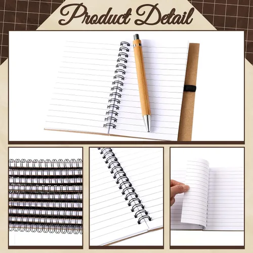 Vista 4 de Ctosree Juego de regalo de agradecimiento al profesor, bolígrafo motivacional de bambú, cuaderno en espiral, bolígrafos inspiradores