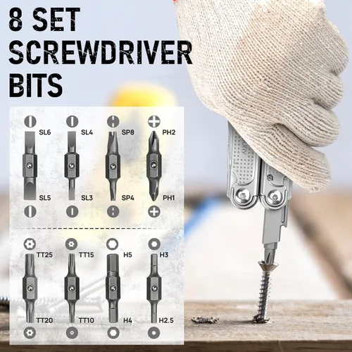 Vista 6 de BIBURY Multitools - Alicates Pro BI2049, alicates plegables multiherramienta con hoja de sierra grande, cortadores de alambre, multiherramienta
