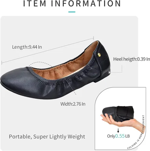 Vista 2 de Cicypumye Women's Flats Classic Ballet Shoes for Women Round Toe Ballerina Flats Faux Leather Foldable Flats for Women Dressy Comfort