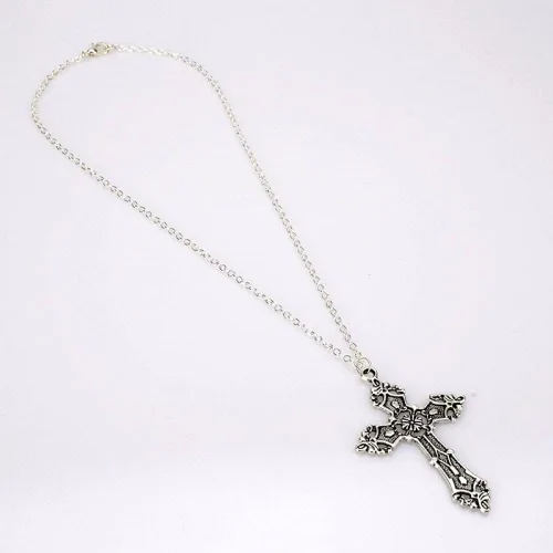 Vista 5 de Collar con colgante de cruz vintage para mujeres y hombres, regalo de cadena larga, punk, gótico, accesorios de joyería, gargantilla gótica hábil