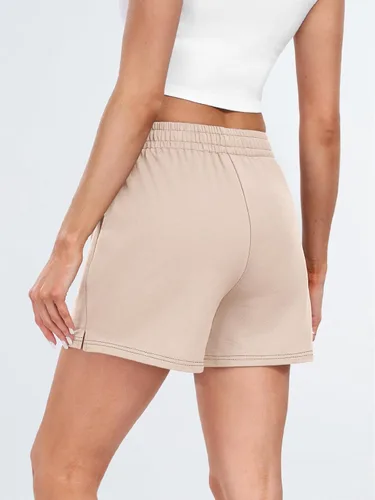 Vista 80 de AUTOMET Pantalones cortos deportivos para mujer, estilo casual, con cordón, cómodos, elásticos, de cintura alta, con bolsillos