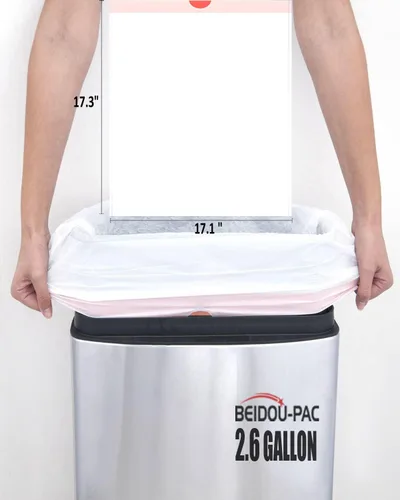 Vista 3 de BEIDOU-PAC Bolsas de basura de 2.6 galones con cordón, 100 unidades, bolsas de basura de rollo múltiple, pequeñas bolsas de basura de cocina, sin