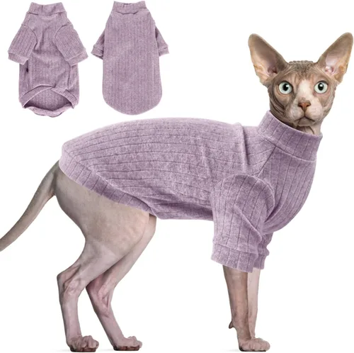 Vista 14 de Idepet Sphynx Suéter Camisa para Gatos sin Pelo Gatitos Ropa Suave para Cachorros Pullover Pijamas Lindas para Gatos Mono de Algodón Vestimenta
