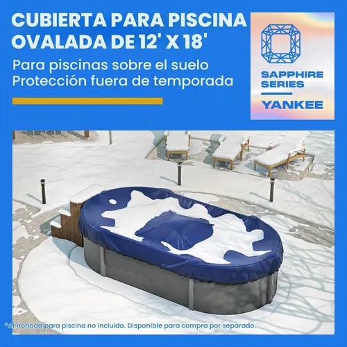 Vista 2 de Yankee - Cubierta para piscina ovalada de 12 x 18 pies para piscinas sobre el suelo