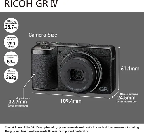 Vista 2 de RICOH GR IV Premium Digital Compact Camera