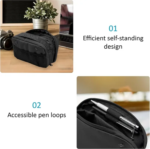 Vista 3 de Bolsa organizadora de viaje, accesorios electrónicos, funda de transporte impermeable de doble capa, todo en uno para cable, teléfono, Airpods
