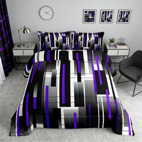 Vista 52 de Castle Fairy Juego de edredón con estampado azteca occidental, juego de ropa de cama geométrica a rayas marrones para niños y adolescentes
