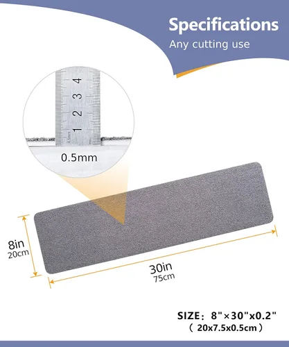 Vista 2 de Peldaños antideslizantes para escaleras, seguras para niños, ancianos y mascotas, juego de 14 piezas, autoadhesivo, 8 x 30 pulgadas, gris