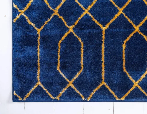 Vista 8 de Marilyn Monroe Glam Collection - Alfombra de área con diseño enrejado (2 x 3 pies, rectangular, azul marino y dorado)