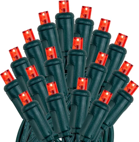 Vista 4 de Novelty Lights Cadena de Navidad para exteriores con 50 luces LED True Twinkle Red de 25 pies, luces LED 100% parpadeantes de 0.197 in en cable Verde
