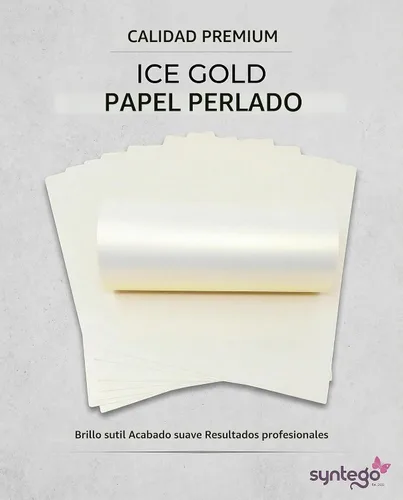 Vista 4 de Syntego Papel perlado dorado hielo A4 120gsm doble cara, 10 hojas, origami