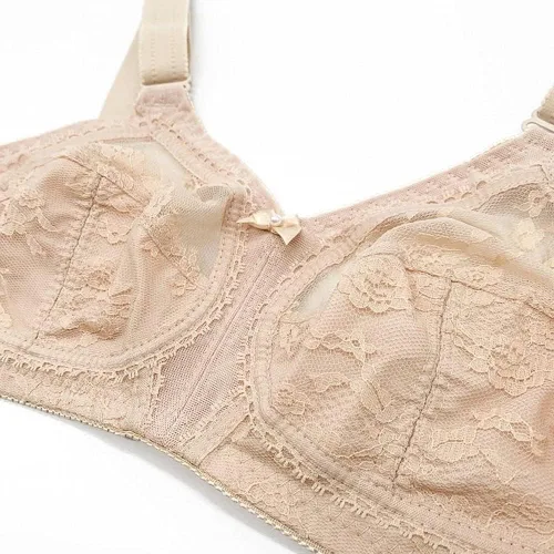 Vista 6 de TELIMUSSTO Sujetador de encaje floral para mujer, talla grande, sujeción firme, sin alambre, sin relleno, cobertura completa, minimizador