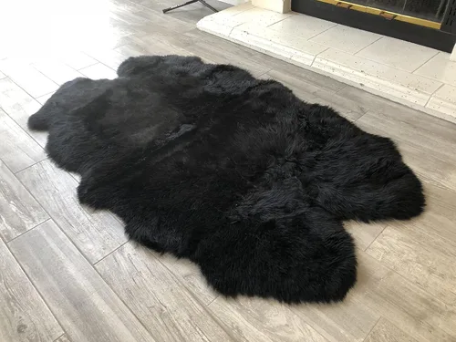 Vista 52 de LAMBZY Alfombra de piel de oveja auténtica, parte inferior gruesa y fuerte, fácilmente lavable, resistente a las manchas, perfecta para sala