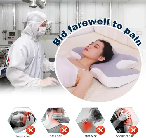 Vista 2 de Almohadas de espuma viscoelástica, almohada para dormir de lado, almohada para aliviar el dolor de cuello, almohada cervical cervical, almohada