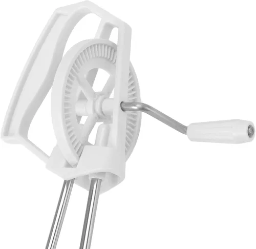Vista 8 de Batidora de mano manual, manivela de alta eficiencia de rotación automática de acero inoxidable para cocinar (blanco)